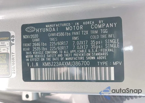 2021 Hyundai Tucson Se из США, поврежденный, VIN KM8J23A4XMU386700